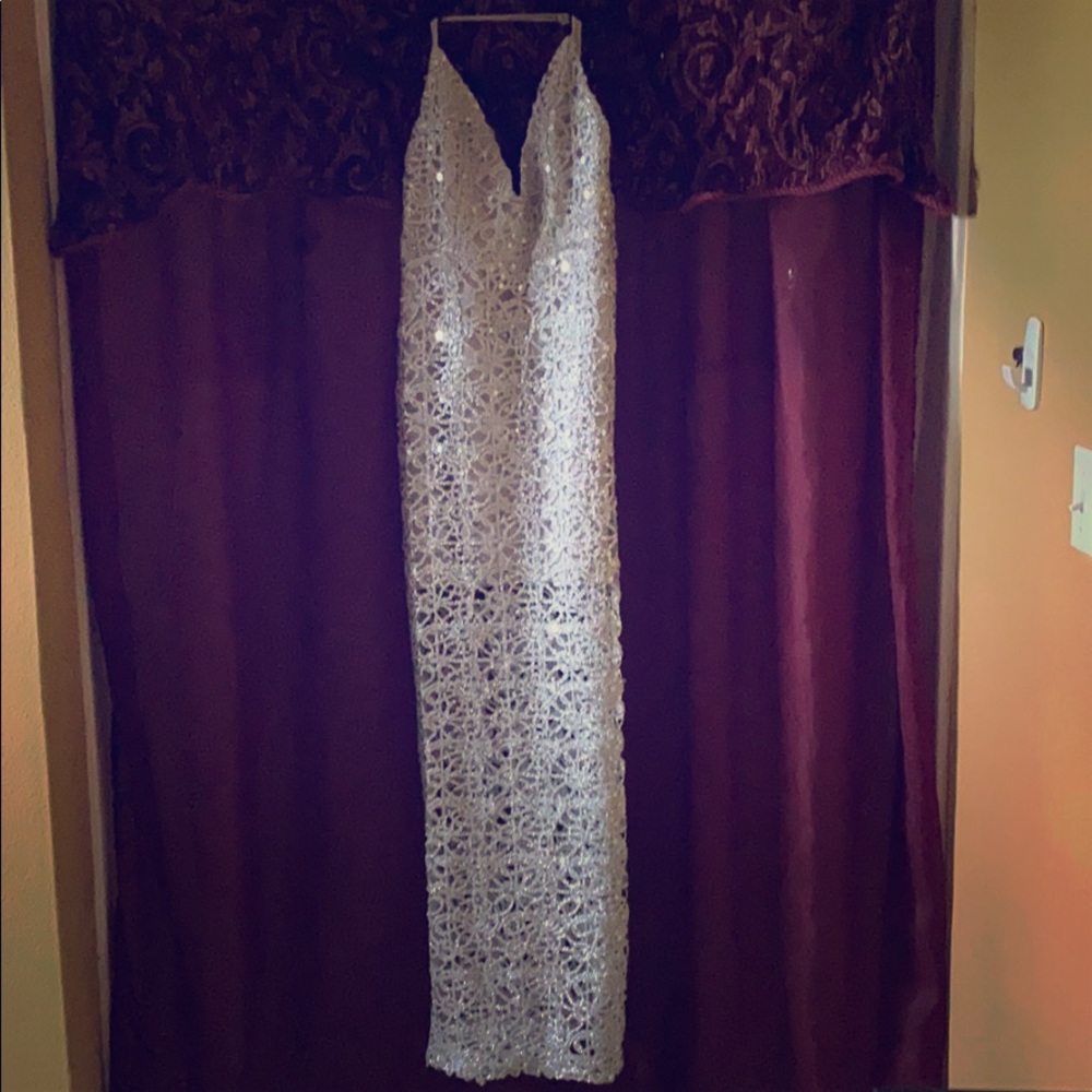 Forever 21, Silver sequin floor length dress